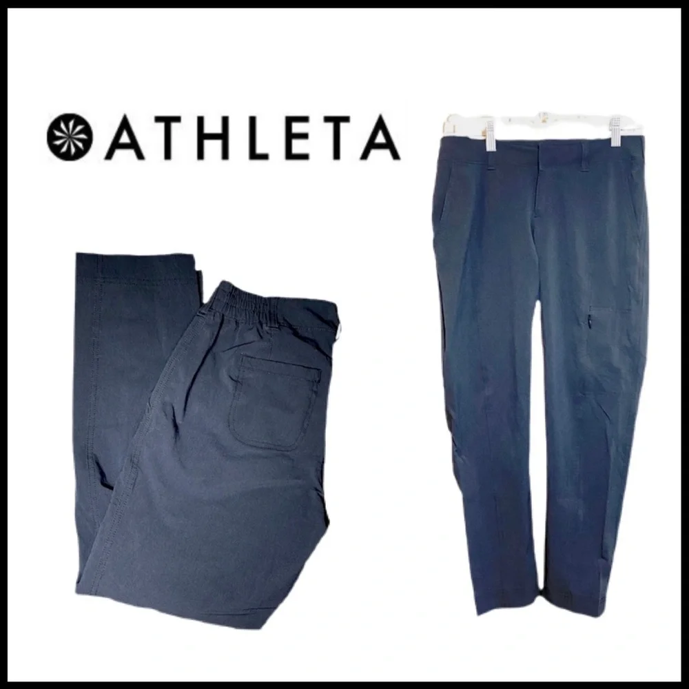 ATHLETA Crop Pants Outdoor Nylon Black NEW